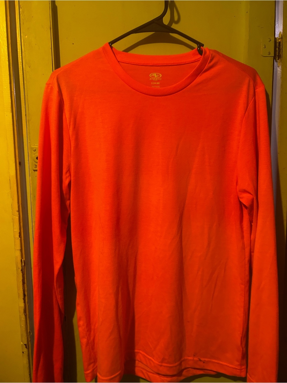 Men's Long-Sleeve Crew Shirt in Vibrant Orange
